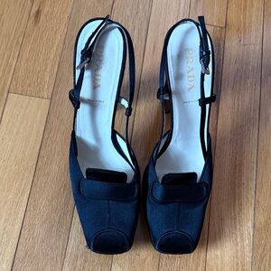 Prada Black Slingback Heels